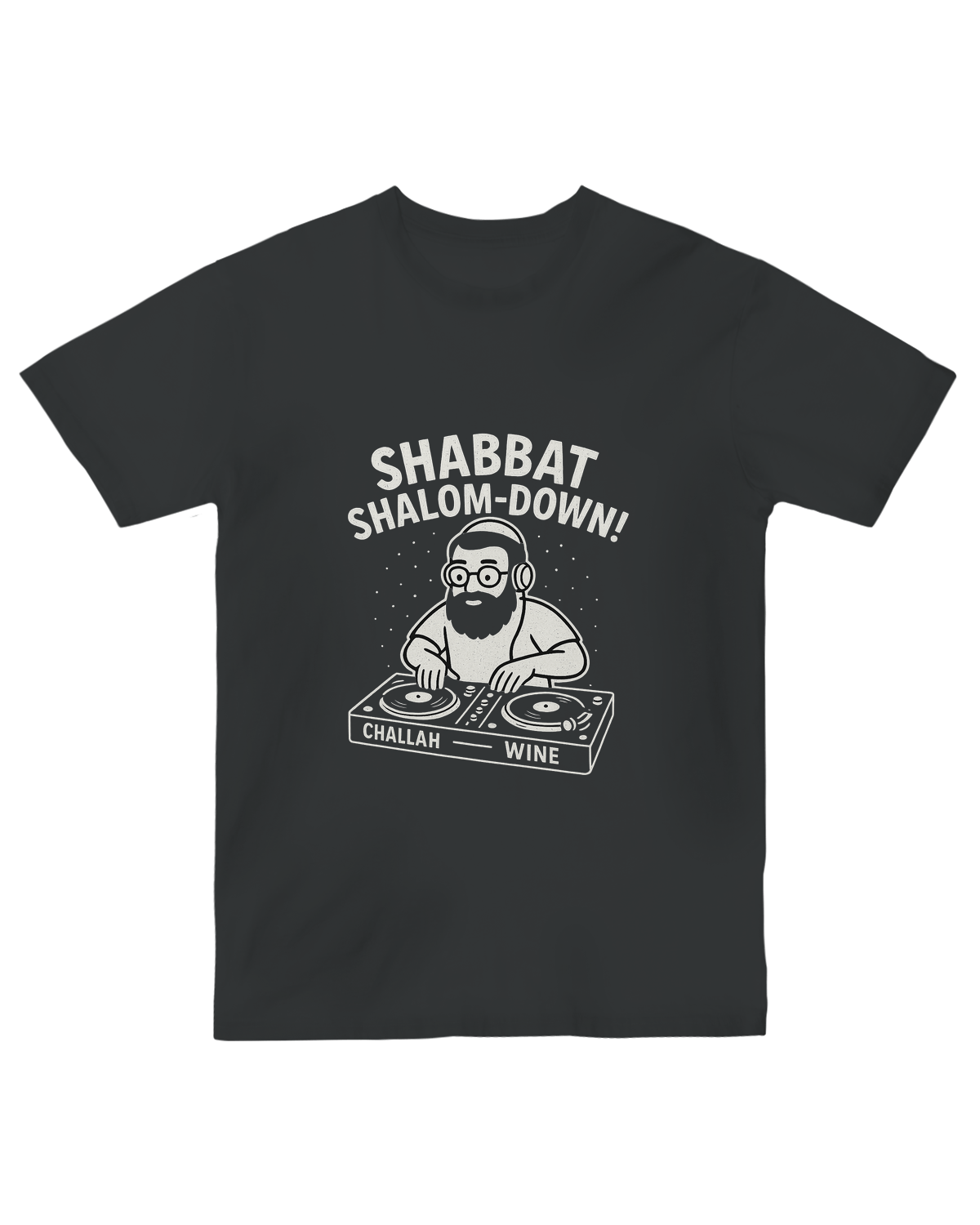 Product "Shabbat Shalom-Down!" DJ Tee by MazelTees